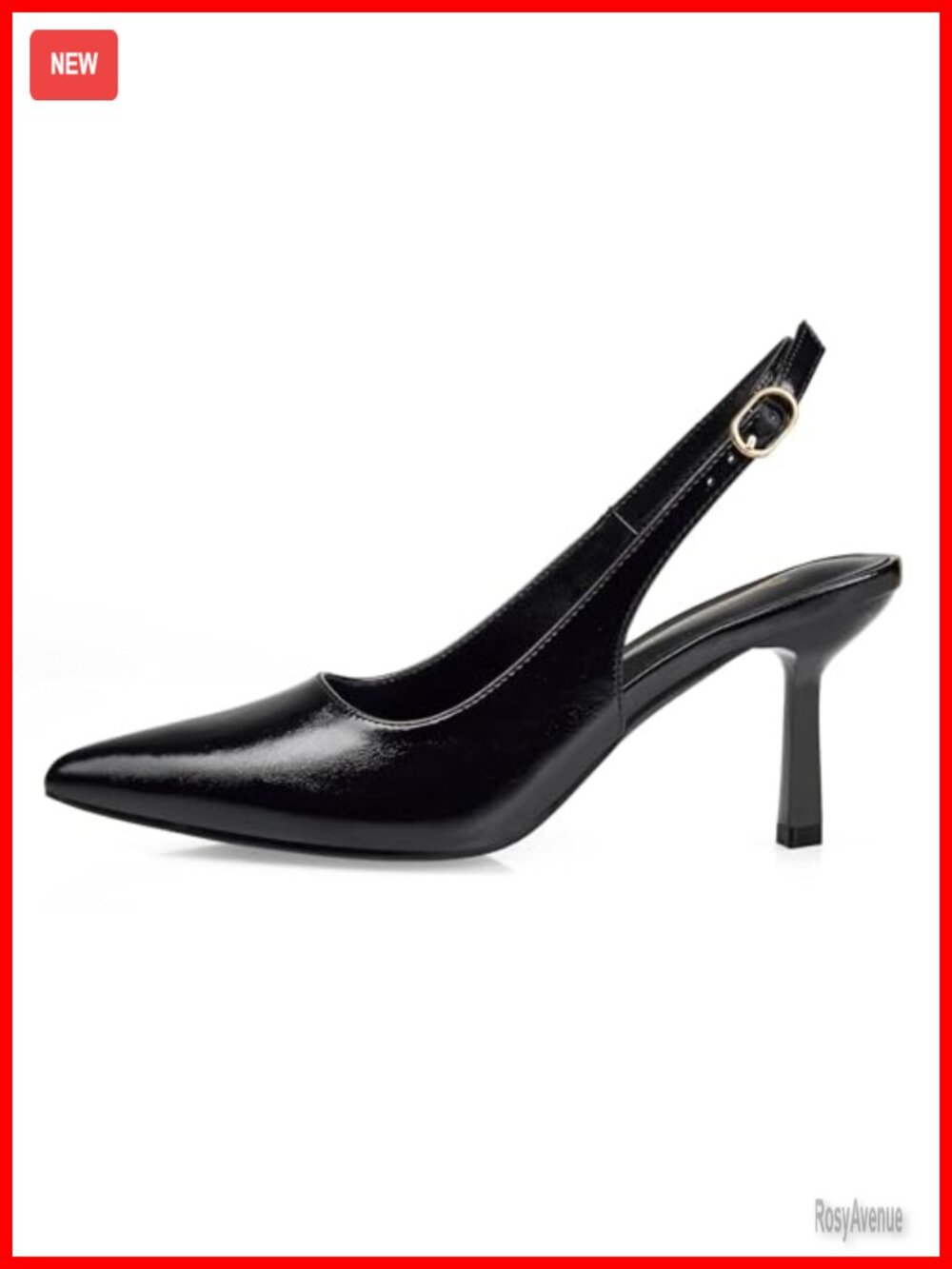 Women's Kitten Heel Slingback Pumps Closed Pointed Toe Buckle Strap Dressy